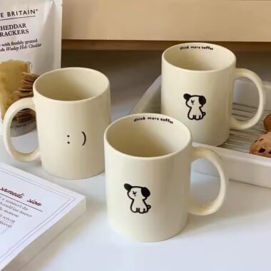 Cute Cartoon Dog Ceramic Coffee Mug with Custom Logo Option