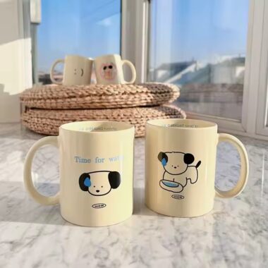 Cute Cartoon Dog Ceramic Coffee Mug with Custom Logo Option