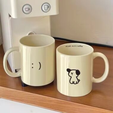 Cute Cartoon Dog Ceramic Coffee Mug with Custom Logo Option