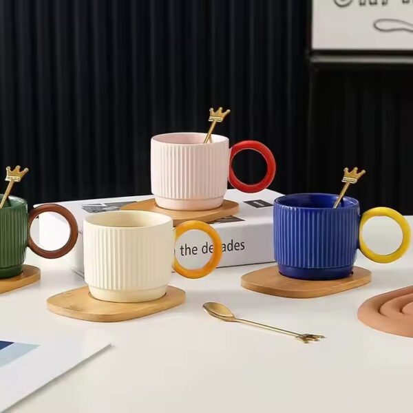 Japanese vintage-style ceramic coffee mug with rustic glaze and handle