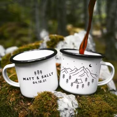 Best-selling reusable enamel camping mug for outdoor adventures and branding