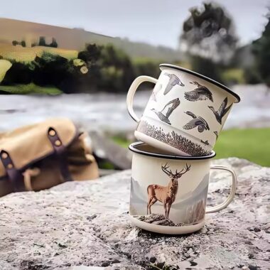 Best-selling reusable enamel camping mug for outdoor adventures and branding