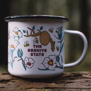 Best-selling reusable enamel camping mug for outdoor adventures and branding