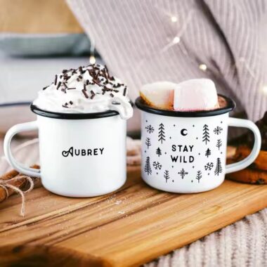 Best-selling reusable enamel camping mug for outdoor adventures and branding