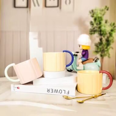 Nordic Minimalist Vertical Stripe Ceramic Coffee Mug