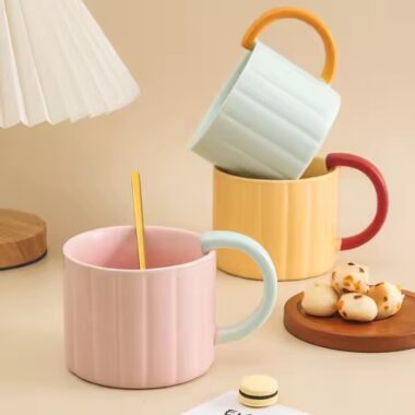 Nordic Minimalist Vertical Stripe Ceramic Coffee Mug
