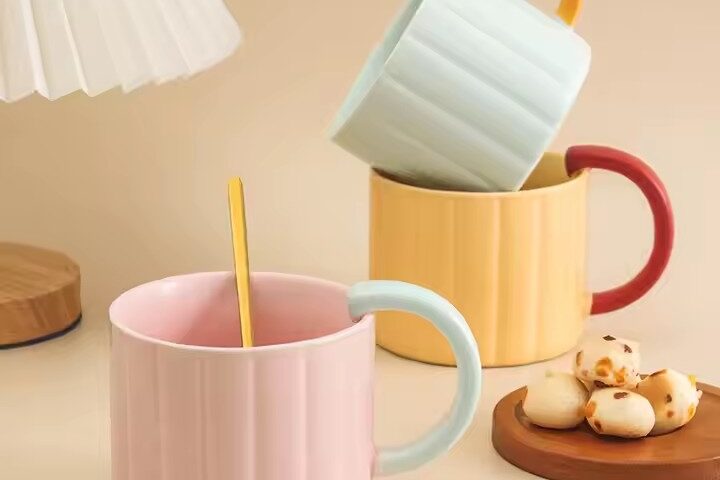 Nordic Minimalist Vertical Stripe Ceramic Coffee Mug