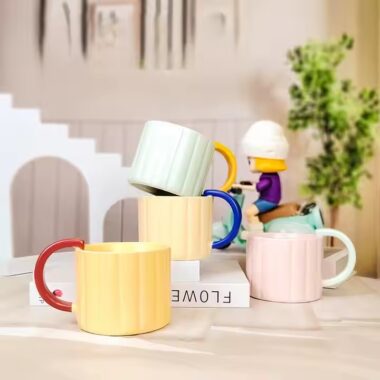 Nordic Minimalist Vertical Stripe Ceramic Coffee Mug