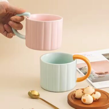 Nordic Minimalist Vertical Stripe Ceramic Coffee Mug