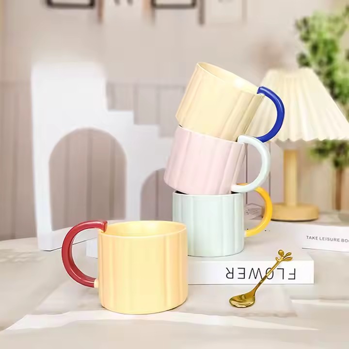 Nordic Minimalist Vertical Stripe Ceramic Coffee Mug