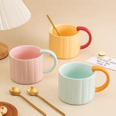 Nordic Minimalist Vertical Stripe Ceramic Coffee Mug
