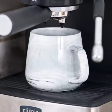Creative heat-resistant marble ceramic mug with handle