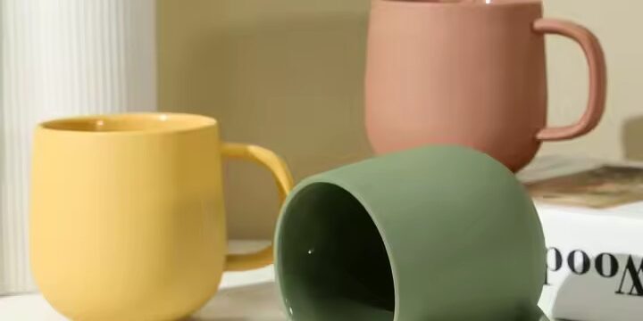 Unique artisan ceramic mug with vibrant color glaze (8) Handmade colorful clay ceramic mug with artistic texture
