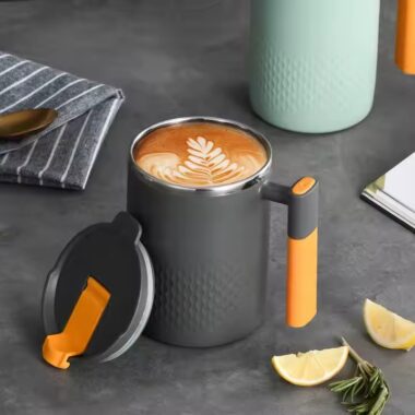 Double wall insulated stainless steel mug for hot and cold beverages