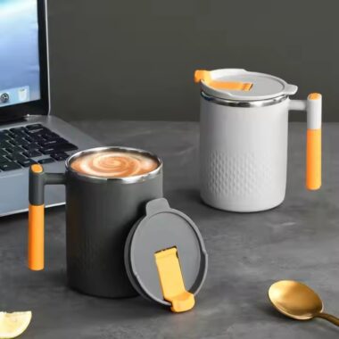 Double wall insulated stainless steel mug for hot and cold beverages