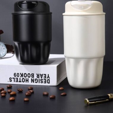 stylish stainless steel insulated travel mug with logo