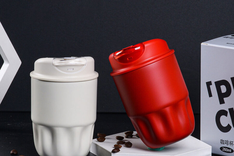 stylish stainless steel insulated travel mug with logo