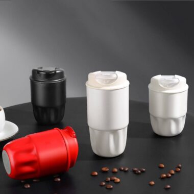 stylish stainless steel insulated travel mug with logo
