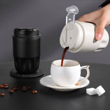 stylish stainless steel insulated travel mug with logo