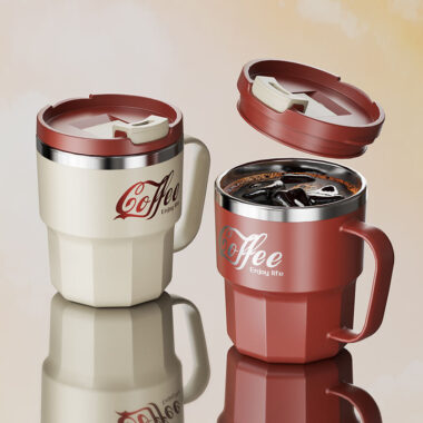 reusable double wall travel mug with lid custom logo