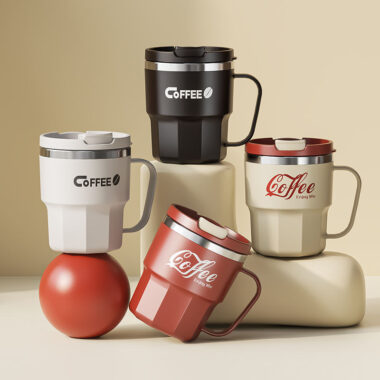 reusable double wall travel mug with lid custom logo