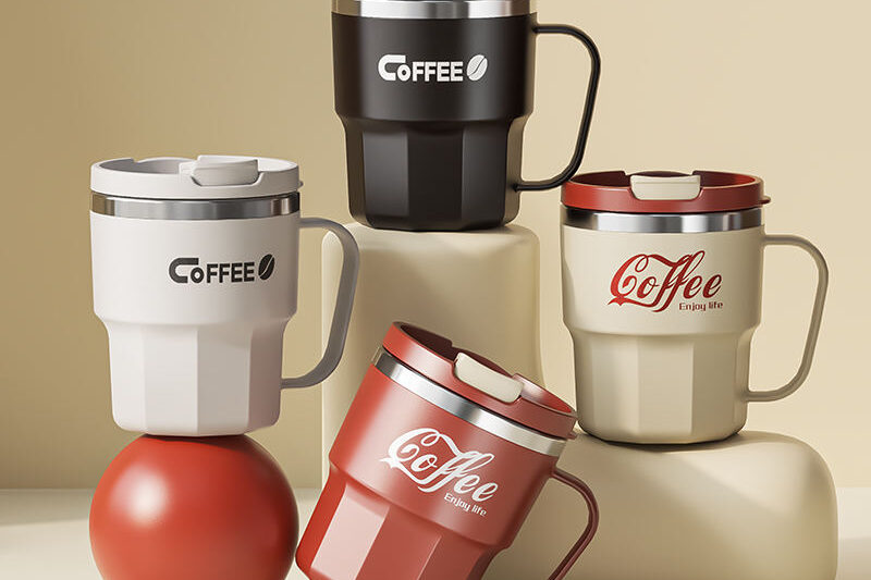 reusable double wall travel mug with lid custom logo