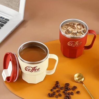reusable double wall travel mug with lid custom logo