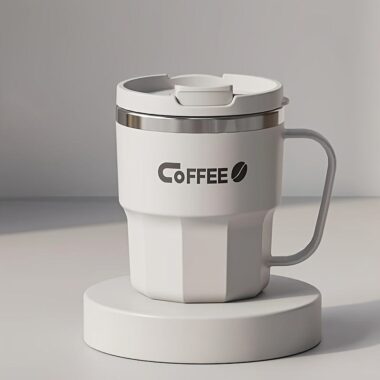 reusable double wall travel mug with lid custom logo