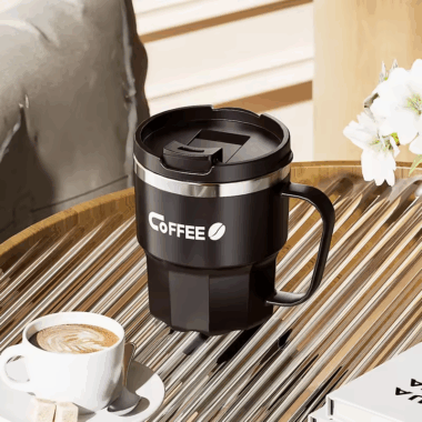 reusable double wall travel mug with lid custom logo