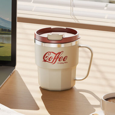 reusable double wall travel mug with lid custom logo