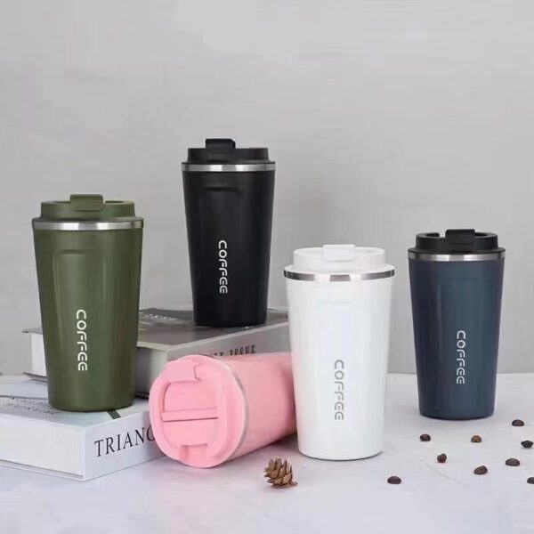 stainless steel travel mug with temperature display