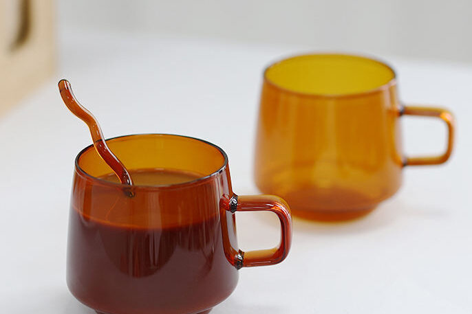 amber minimalist coffee glass mug wholesale