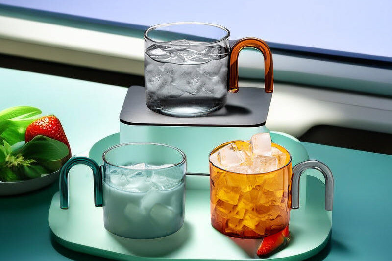 custom colorful glass mug with N handle