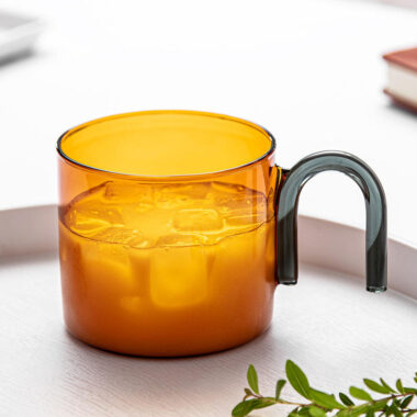 custom colorful glass mug with N handle