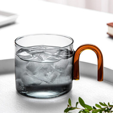 custom colorful glass mug with N handle