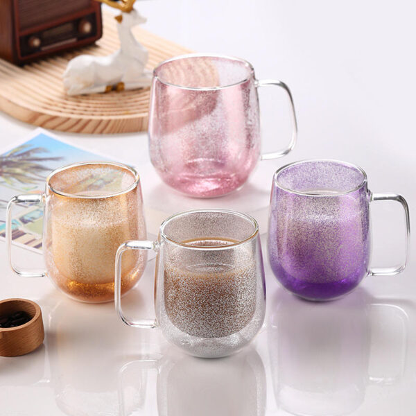 double wall flowing sand glass mug supplier