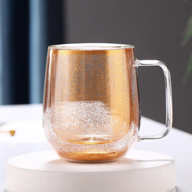 double wall flowing sand glass mug supplier