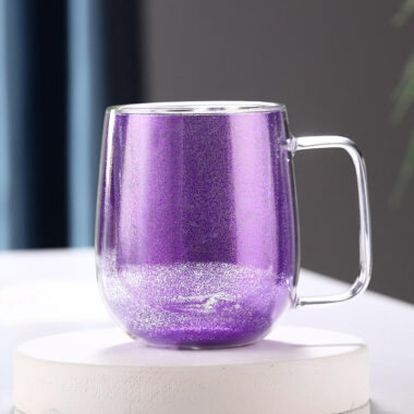 double wall flowing sand glass mug supplier