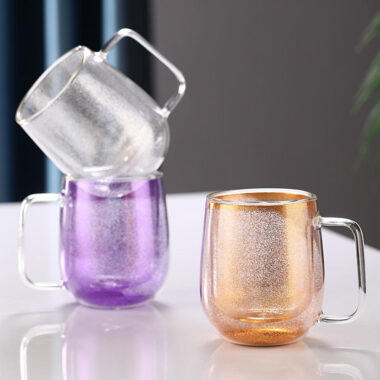 double wall flowing sand glass mug supplier
