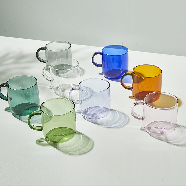 custom high quality colored glass mug supplier