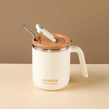 custom double wall insulated stainless steel mug with lid