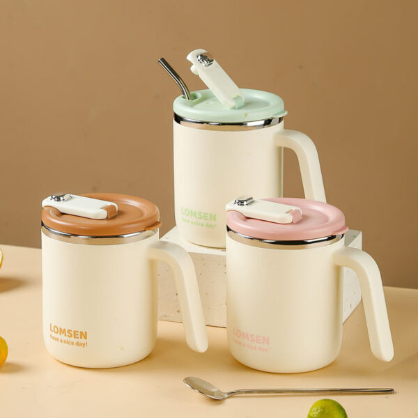 custom double wall insulated stainless steel mug with lid