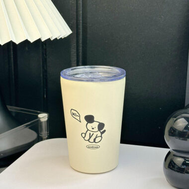 cute puppy frosted stainless steel coffee mug wholesale