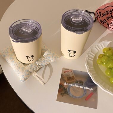 cute puppy frosted stainless steel coffee mug wholesale