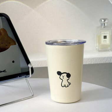 cute puppy frosted stainless steel coffee mug wholesale
