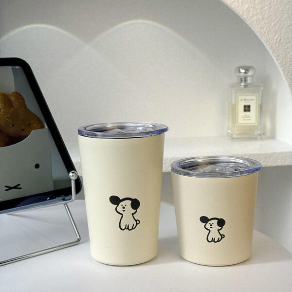 cute puppy frosted stainless steel coffee mug wholesale