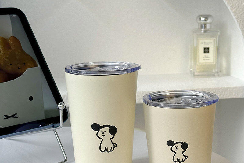cute puppy frosted stainless steel coffee mug wholesale