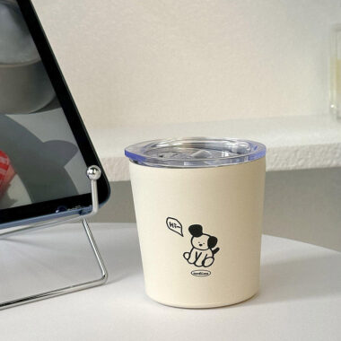 cute puppy frosted stainless steel coffee mug wholesale