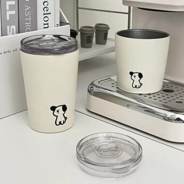 cute puppy frosted stainless steel coffee mug wholesale