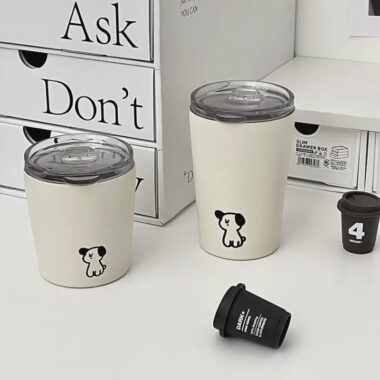 cute puppy frosted stainless steel coffee mug wholesale